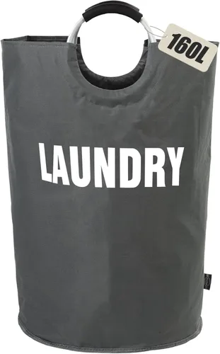Miniatura 15 de DOKEHOM - Canasta de lavandería extragrande de 125 litros, bolsa de lavandería plegable, canasta de ropa alta y autónoma, contenedor de lavado Beige