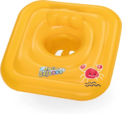 Bestway Flotador inflable para niños pequeños | Flotador inflable cuadrado de 3 anillos para bebés de 24 a 36 meses, amarillo
