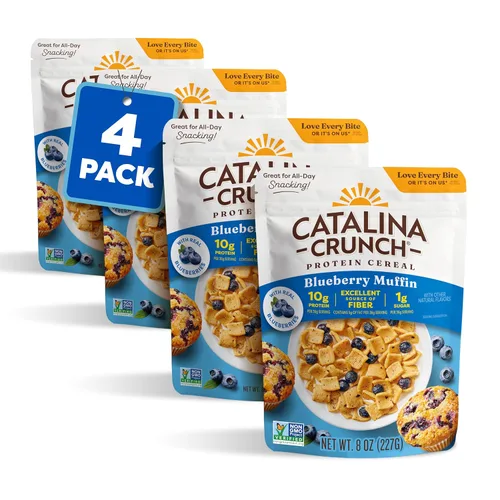 Miniatura 10 de Catalina Crunch Protein Cereal – Cereal para el desayuno con 0.35 onzas de proteína, sin azúcar añadido, sin gluten, magdalenas de arándanos, bolsa