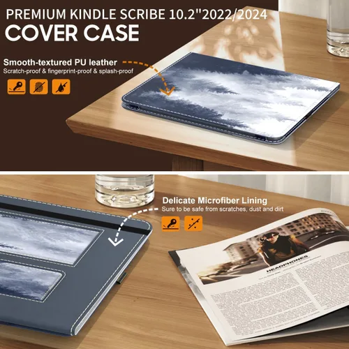 Miniatura 2 de MoKo Funda para Amazon Kindle Scribe 2024/2022 de 1ª generación, funda delgada de piel sintética con función de encendido y apagado automático