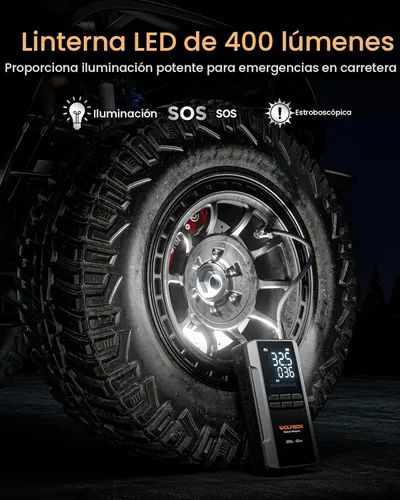 Miniatura 6 de WOLFBOX Arrancador de 3000 A con compresor de aire, batería portátil de coche de 59.2 Why 160 PSI con carga rápida de 65 W, batería de 12 V