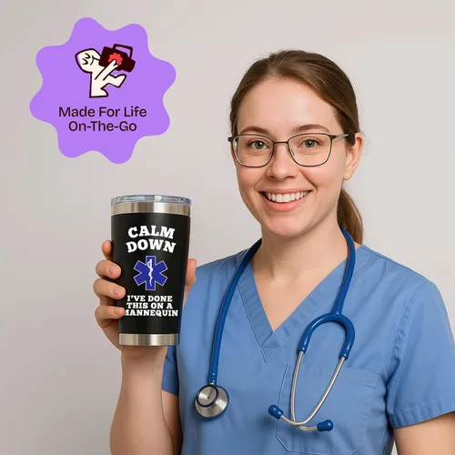 Miniatura 2 de KLUBI Regalos para Enfermeras para Mujeres - Cálmate, He Hecho Esto en un Maniquí Regalos Feliz Día de la Enfermera Taza de Café de Acero Inoxidable