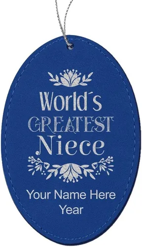 Miniatura 6 de LaserGram Personalized Christmas Ornament, World's Greatest Niece, Faux Leather, Custom Laser Engraved Gift Idea (Oval Shape, Gray)
