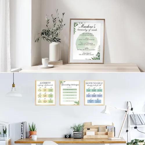 Miniatura 6 de Sureio Póster de salud mental de 8 x 10 pulgadas, póster de habilidades de afrontamiento saludable, terapia motivacional positiva, decoración
