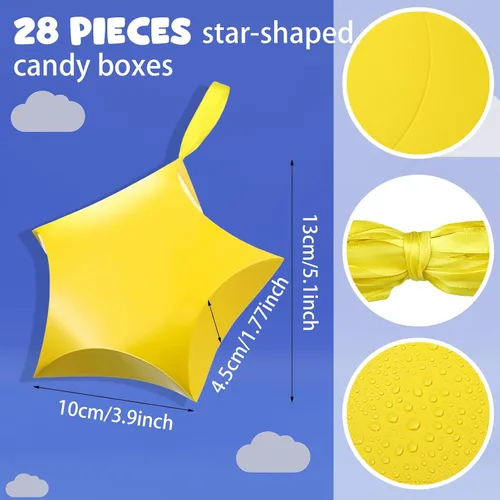 Miniatura 2 de 28 cajas de dulces en forma de estrella, cajas de dulces de regreso a la escuela, regalo para el primer día de escuela, con cintas colgantes