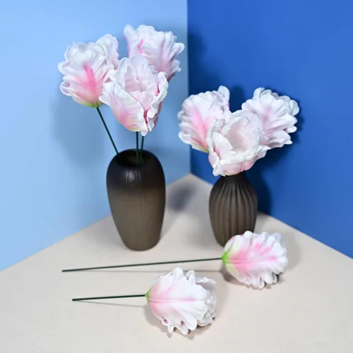 Miniatura 8 de Regalos de Cumpleaños para Mujeres 8pcs Flores Rosa Claro PU Tacto Real Flores Regalos para Mujeres para Navidad Flores Artificiales para Bricolaje