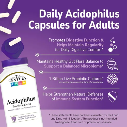 Miniatura 4 de 21st Century Acidophilus Cápsulas de mezcla probiótica - 150 unidades, paquete de 2