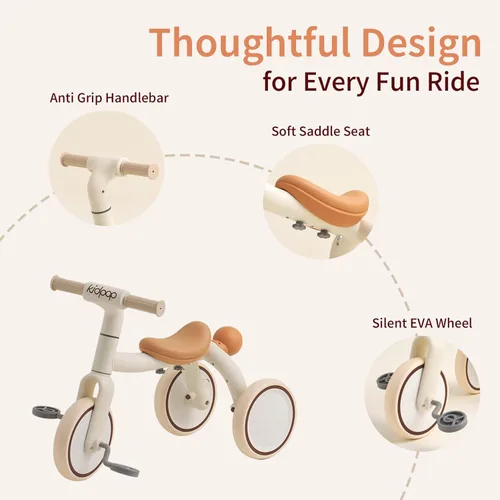 Miniatura 4 de Triciclo 4 en 1 para niños pequeños con mango de empuje ajustable para niños de 1 a 4 años, regalo de cumpleaños y juguete para niños y niñas