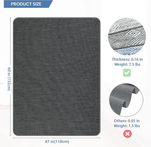 Miniatura 2 de Alfombrilla para Silla para Piso de Madera Dura y Baldosas, 47" x 60" Alfombrilla de Oficina Resistente para Sillas con Ruedas, Antideslizante, Sin