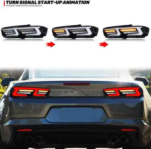 Miniatura 3 de Nuevo accesorio para Chevrolet Chevy Camaro 2019-2024 Luces traseras LED SS ZL1 LT Lámparas traseras transparentes señal secuencial inicio animación