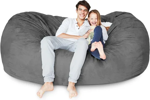 Miniatura 5 de Lumaland - Lujoso puf gigante de 2,1 m con funda de microgamuza, ultra suave, relleno de espuma, lavable, XXL, para niños, adolescentes, adultos