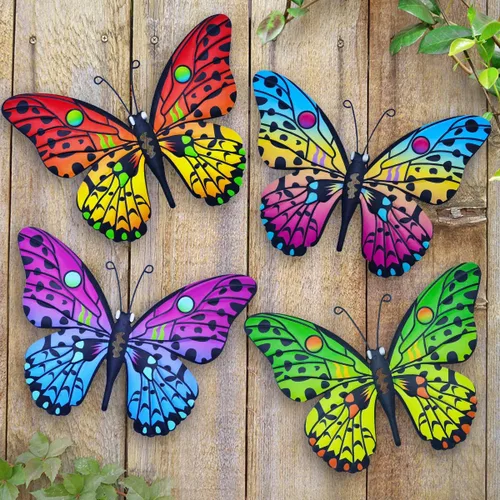 Miniatura 7 de Decoración de Pared de Mariposa de Metal - Arte Decorativo de Pared para Valla Exterior de 9,6", Decoración Colgante para Jardín y Patio, Sala