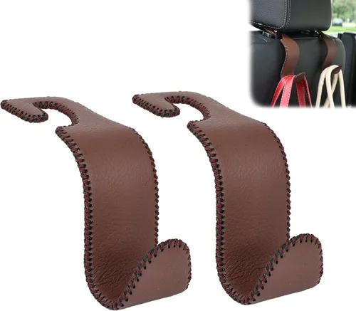 Miniatura 11 de Amooca - Gancho para reposacabezas de asiento de coche, organizador de almacenamiento universal para bolso de mano, abrigo, cuero con metal
