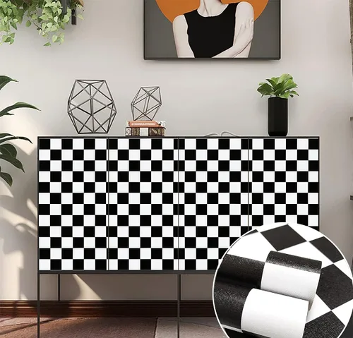 Miniatura 7 de Hopepak Papel tapiz autoadhesivo de 17.7 x 197 pulgadas, color blanco y negro, papel de contacto extraíble para dormitorio, sala de estar