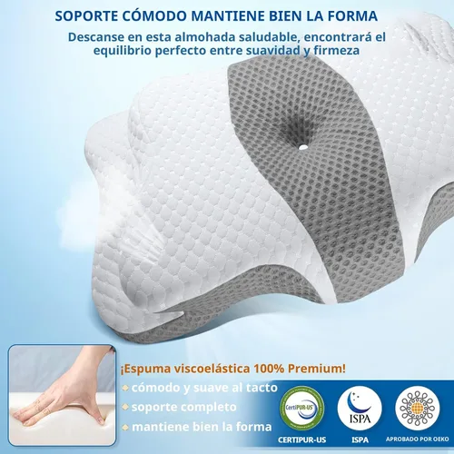 Miniatura 5 de CHxxy Almohada cervical para el cuello para aliviar el dolor de dormir, almohadas de espuma viscoelástica de contorno, almohadas ergonómicas