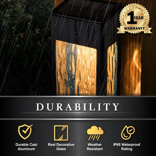 Miniatura 5 de Classy Caps SWL888 - Lámpara Lancaster de aluminio negro para cubierta y pared (paquete de 2) - Iluminación LED solar para exteriores, aluminio