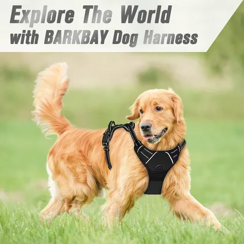 Miniatura 8 de Barkbay Arnés antitirones con clip frontal para perros, material resistente y reflectante, mango de fácil control para pasear perros grandes