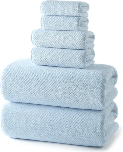 Miniatura 15 de REDKISS Juego de toallas de baño de 6 piezas, 2 paños de baño, 2 toallas de mano, 2 toallas de baño, forro polar coral ultra fibra, súper