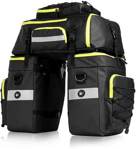 Miniatura 2 de Conjunto de bolsas de alforja de bicicleta Rhinowalk para portaequipajes de bicicleta, bolsa de sillín, bolsa de hombro, bolsa de alforja para Verde
