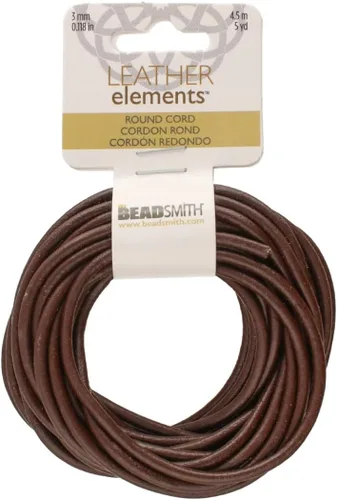 Miniatura 113 de The Beadsmith Cordón de cuero – Negro – Bobina de 0.039 in – 5 yardas/14.8 ft – Tanga de cuero indio ideal para trenzar, cuentas, collares, cordones