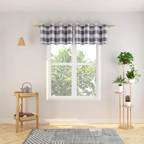 Miniatura 63 de Cortinas de 24 pulgadas de largo con diseño Buffalo Check Gingham Plaid para ventanas de cocina y baño, tratamiento para ventanas con 2 paneles