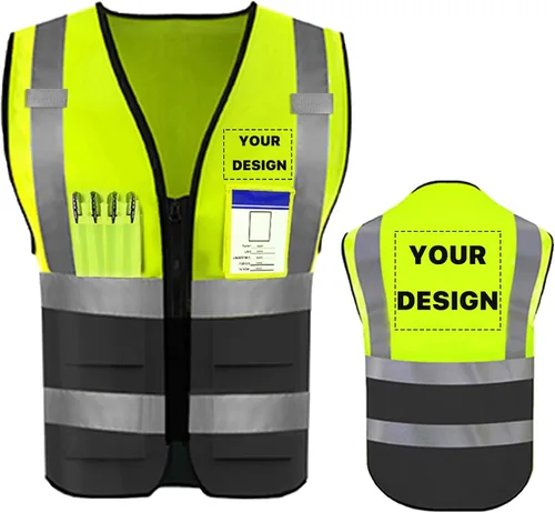 Chaleco de seguridad de alta visibilidad reflectante, personaliza tu logotipo, ropa de trabajo de seguridad con tiras reflectantes y bolsillos A