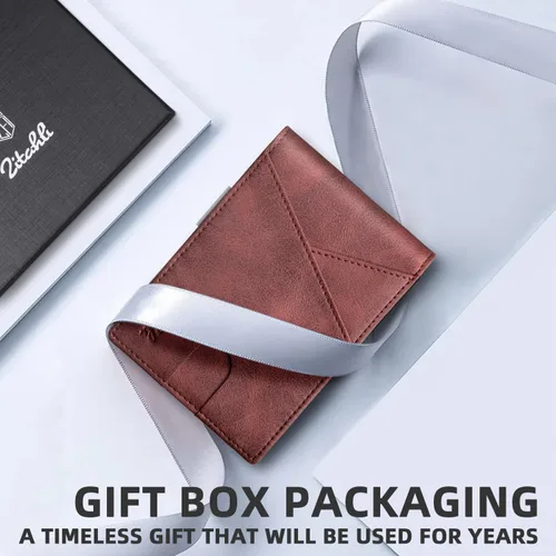 Miniatura 49 de Zitahli - Billeteras delgadas RFID para hombres, billetera de cuero flexible con clip de dinero, cartera minimalista con bolsillo frontal
