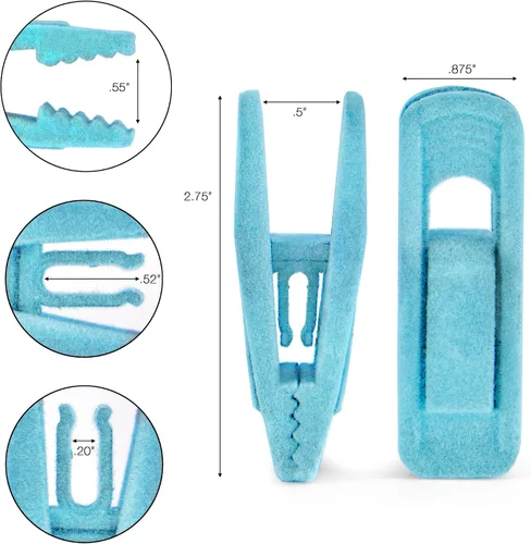 Miniatura 7 de Clips para colgar de terciopelo, paquete de 20 clips para colgar perchas de terciopelo, perchas de terciopelo de material duradero, clips para Azul
