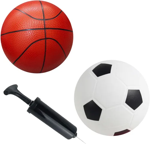 Miniatura 6 de Pelotas deportivas con bomba de mano para niños y niños pequeños (paquete de 2) juego de pelotas deportivas de goma de 6 pulgadas de diámetro