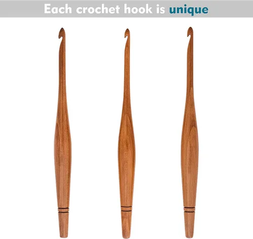 Miniatura 2 de Ommi - Ganchos de ganchillo con mango ergonómico, gancho de ganchillo hecho a mano de madera de camwood de 7 pulgadas, aguja de tejer, tejido