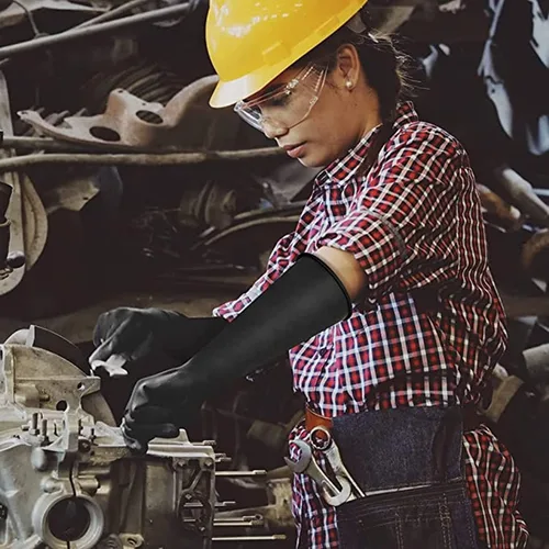 Miniatura 5 de Guantes de Látex XL de 14" Resistentes a Químicos - Guantes de Goma Largos Reutilizables de Trabajo Pesado para Lavar Platos para Hombres