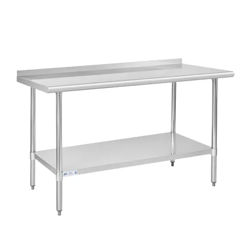 Miniatura 36 de Mesa de acero inoxidable para preparación y trabajo, con ruedas giratorias, mesa resistente, comercial NSF, con estante inferior y protector