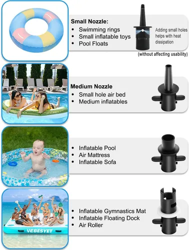 Miniatura 5 de Bombas de aire eléctricas para inflables, colchoneta de gimnasia de llenado rápido, inflador/deflador para flotadores de piscina, balsa, 4