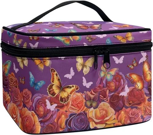 Miniatura 10 de doginthehole Bolsa de maquillaje, bolsa de cosméticos de viaje, bolsa de aseo portátil grande, organizador de accesorios para mujeres y niñas