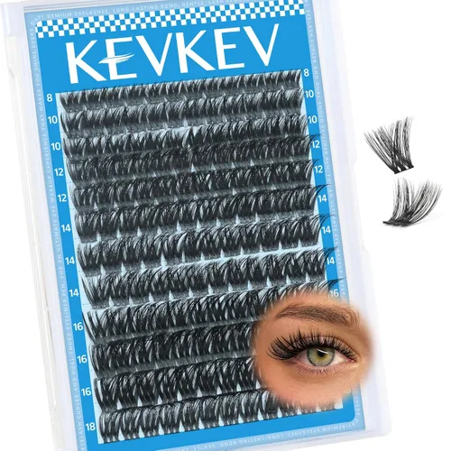 KEVKEV Racimos de pestañas 144 unidades, racimos de pestañas naturales tenues, extensión de pestañas de banda fina y suave, mezcla de longitudes,