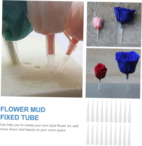 Miniatura 2 de OFFSCH Paquete de 100 tubos con pinchos para tartas florales, soporte para tubos de tallos de flores, estacas para tartas de flores frescas
