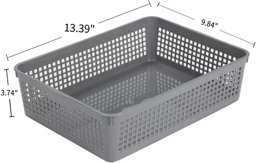 Miniatura 2 de Eslite Cestas organizadoras de plástico/cestas de bandeja de almacenamiento, paquete de 6, gris