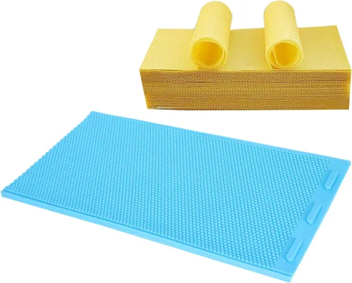 Zerodis 2PCS hoja de prensa de cera de abejas, suministros de almacenamiento de goma, caja de nido de cera de abejas, equipo de apicultor