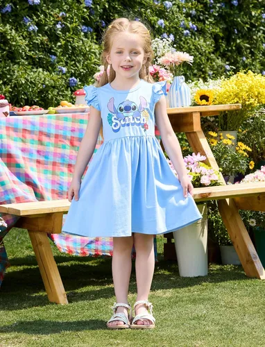 Miniatura 4 de Disney Frozen Elsa - Vestido de princesa Minnie Mouse Stitch para niña, paquete de 2 unidades, manga larga con volantes, conjunto de disfraz de 2 a