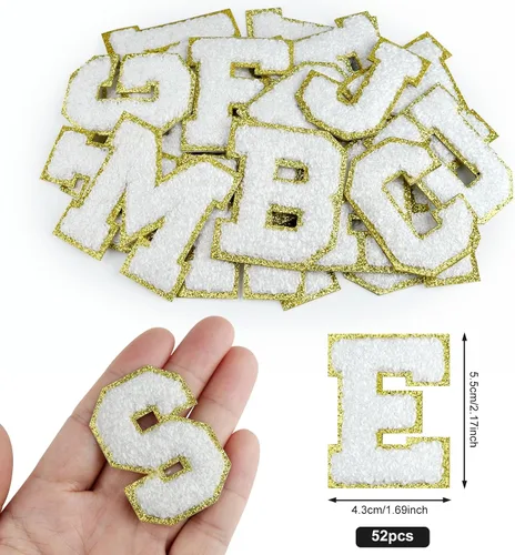 Miniatura 2 de Parches autoadhesivos de felpilla con letras A-Z, color negro, para ropa de tela, 26 piezas