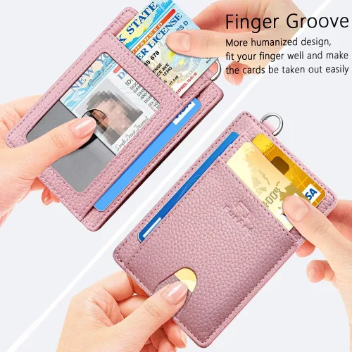 Miniatura 3 de FurArt - Cartera minimalista delgada con bolsillo frontal, bloqueo de identificación de radiofrecuencia (RFID), tarjetero, para hombres y mujeres