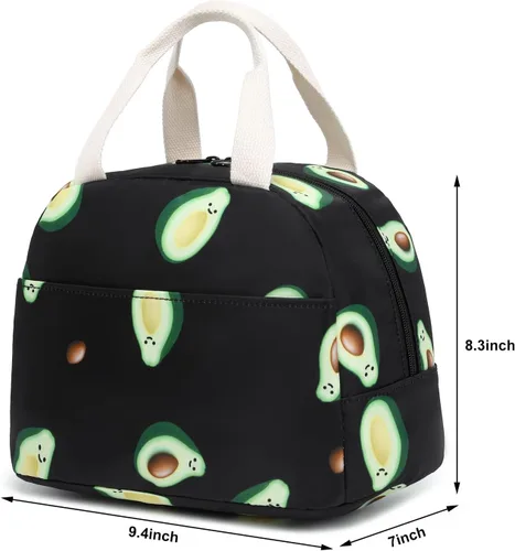 Miniatura 6 de Lonchera con diseño de aguacate para mujeres y niñas, con aislamiento, reutilizable, para niños, adultos, escuela, trabajo, picnic, viajes