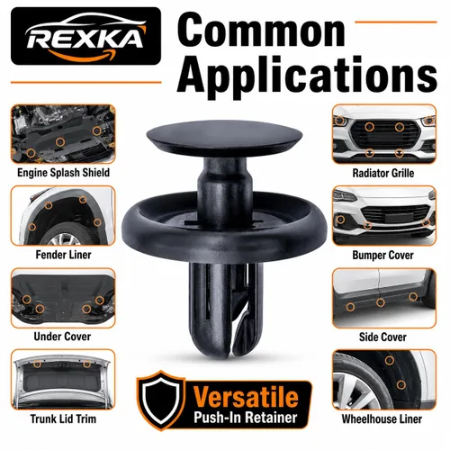 Miniatura 4 de Rexka 20 piezas de protector contra salpicaduras de motor Fender Liner tapa de maletero debajo de la cubierta clip de retención estilo empuje 20PZAS