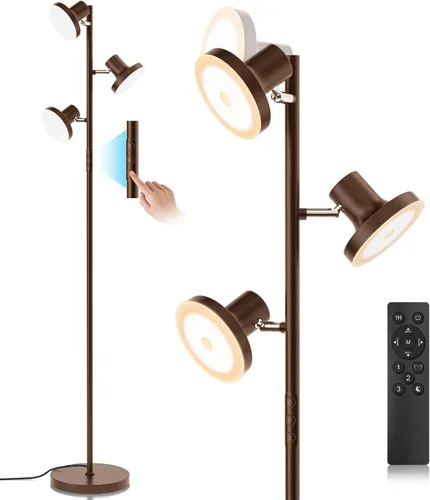 Miniatura 11 de SIBRILLE Lámpara de pie LED de árbol de 36W, lámpara de pie ajustable moderna con control remoto y táctil, 4 temperaturas de color, 3 lámparas