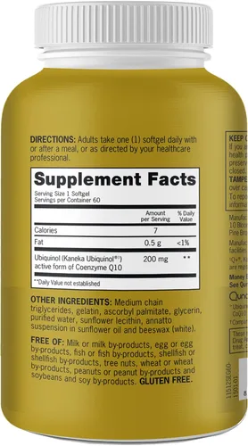 Miniatura 10 de Qunol Ubiquinol CoQ10 cápsulas blandas de 200 mg, potente antioxidante para la salud cardíaca y vascular, esencial para la producción de energía