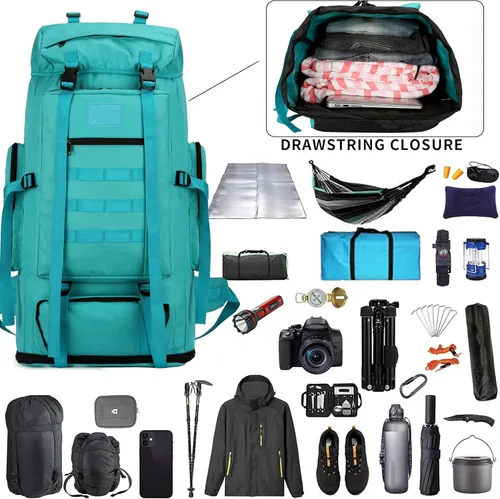 Miniatura 4 de Mochila de senderismo W WINTMING para hombres 70L/100L, mochila de campamento, mochila militar Molle, paquete de asalto de 3 días para escalada