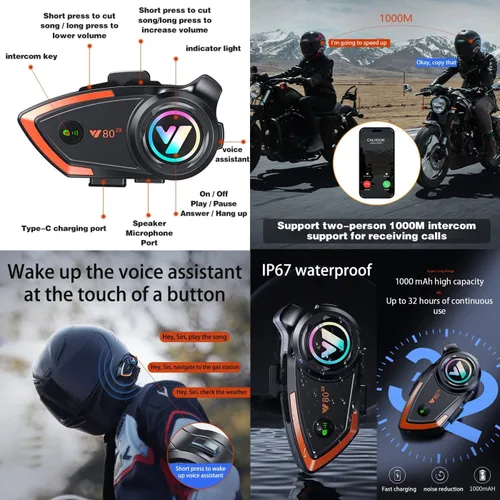 Miniatura 5 de Casco modular Bluetooth de doble visera para motocicleta, casco integrado abatible de cara completa, con Bluetooth impermeable que puede soportar