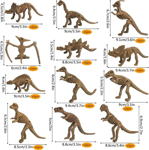 Miniatura 2 de 36 piezas de esqueletos de fósiles de dinosaurio, juguetes de esqueleto de dinosaurio, figuras surtidas, huesos de dinosaurio para decoración