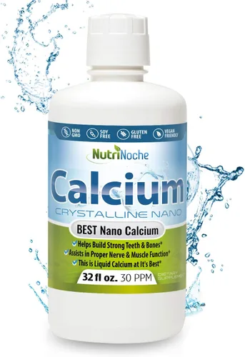 NutriNoche Suplemento líquido de calcio – 99.99% nano calcio cristalino ultra puro para mujeres, hombres y niños – Alternativa a citrato de calcio –