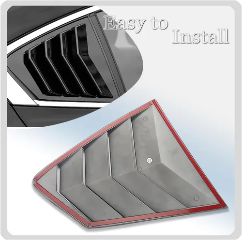 Miniatura 7 de MUXEE 2 piezas, rejillas de ventilación para ventana lateral trasera, cubiertas de persianas, embellecedores deportivos ABS en color negro brillante